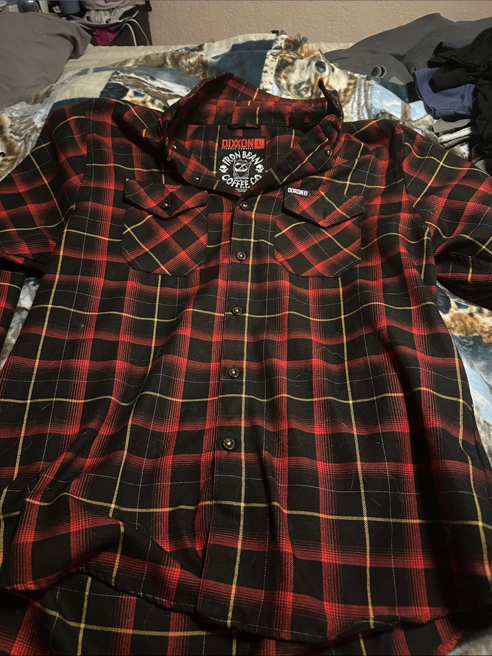 DIXXON Red, Black & Yellow Plaid Button-Down Work Shirt
